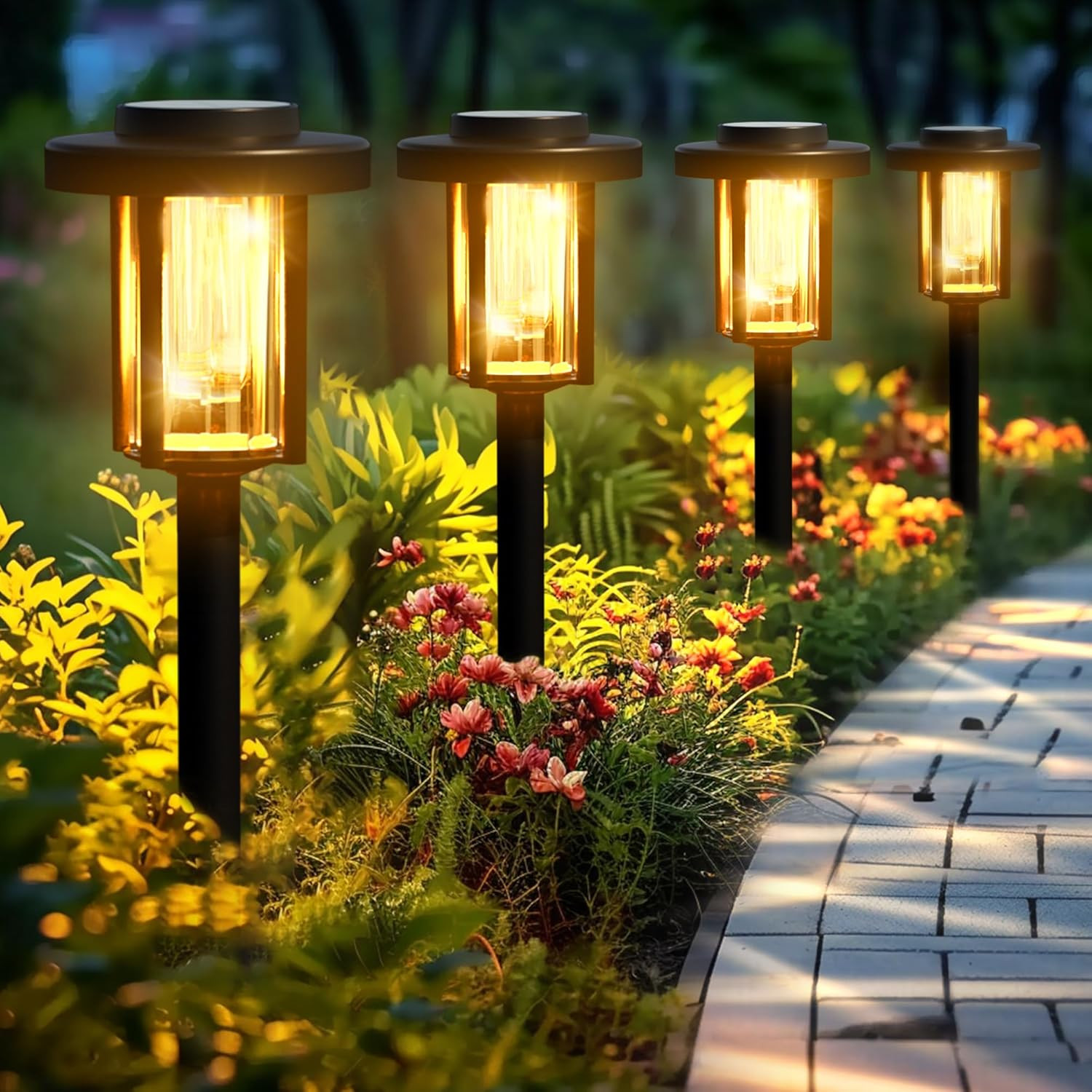 GIGALUMI Solar Pathway Lights, 6 Pack Garden Solar Outdoor Lights, IP65 Waterproof Landscape Ligh... | Amazon (US)