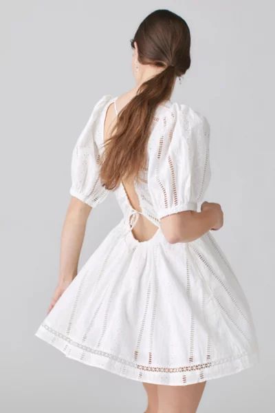 UO Marla Eyelet Puff Sleeve Mini Dress | Urban Outfitters (US and RoW)