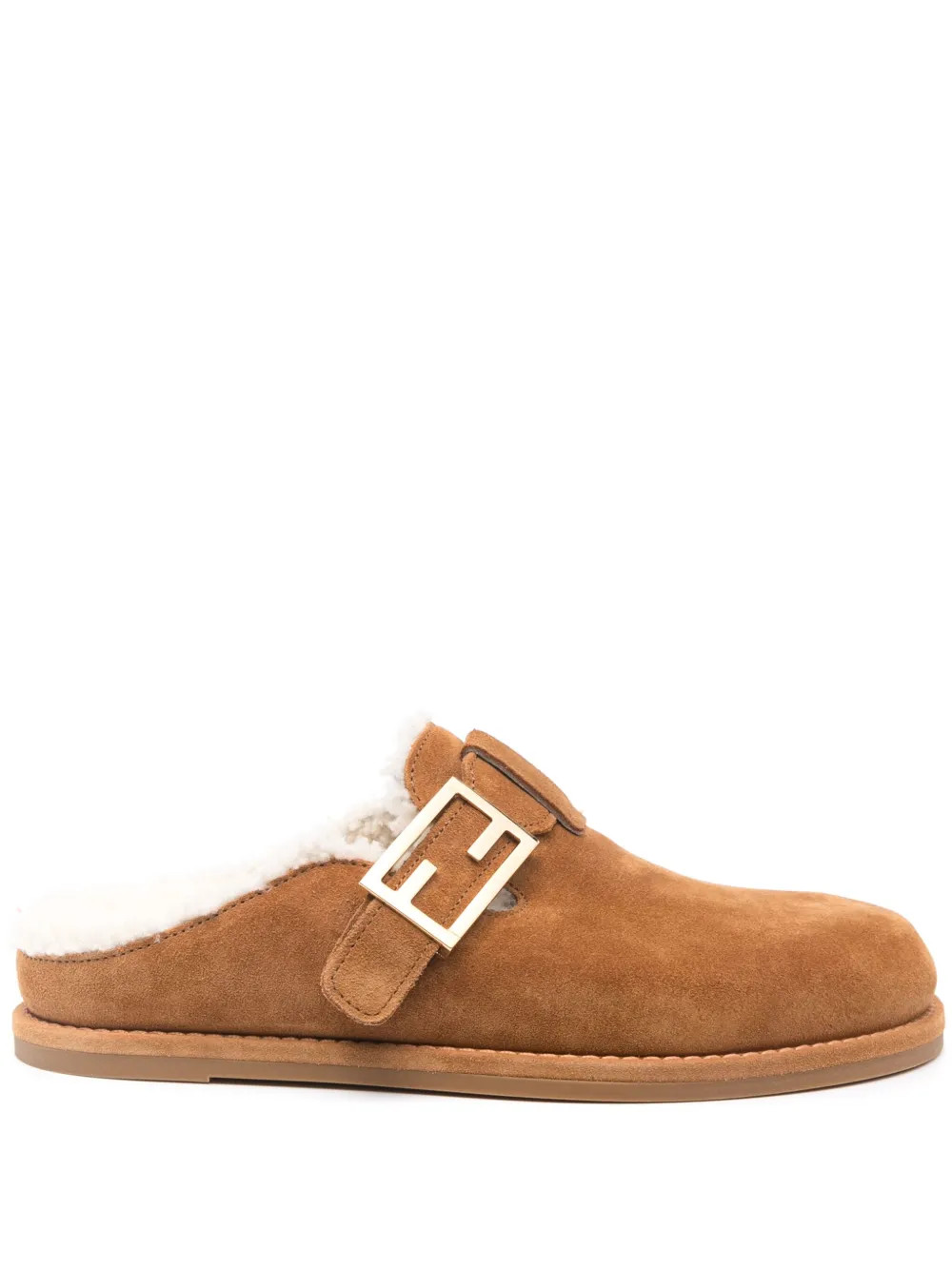 FENDI Feel Suede Slippers | Brown | FARFETCH | Farfetch Global