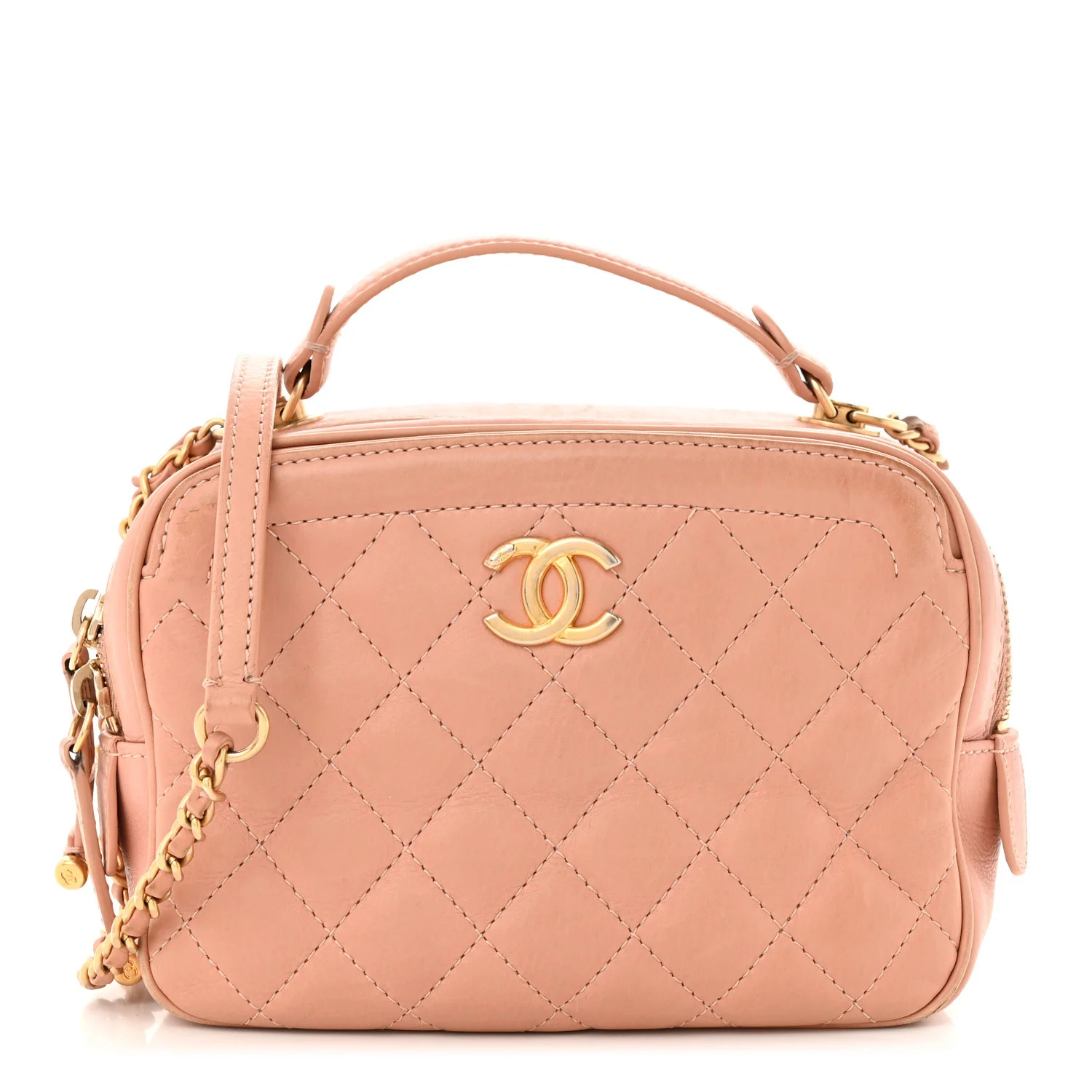 Calfskin Quilted CC Small Vanity Case Beige | FASHIONPHILE (US)