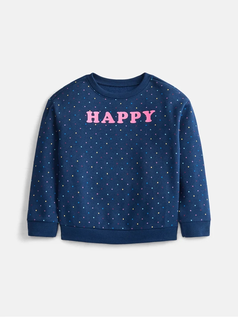 Wonder Nation Baby and Toddler Girls Fleece Crewneck Sweatshirt, Sizes 0M-5T | Walmart (US)