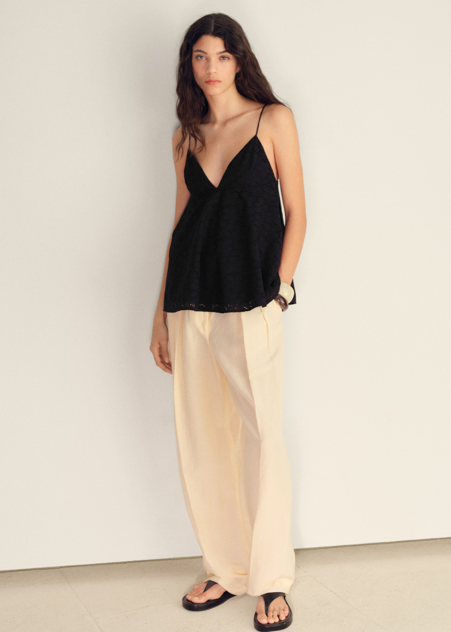 V-neck embroidered top - Women | MANGO USA | Mango (US/MX/AU)