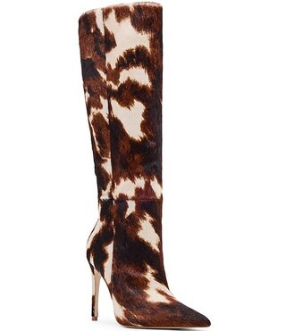 Nitro Cow Print Calf Hair Knee High Stiletto Boots | Dillard's