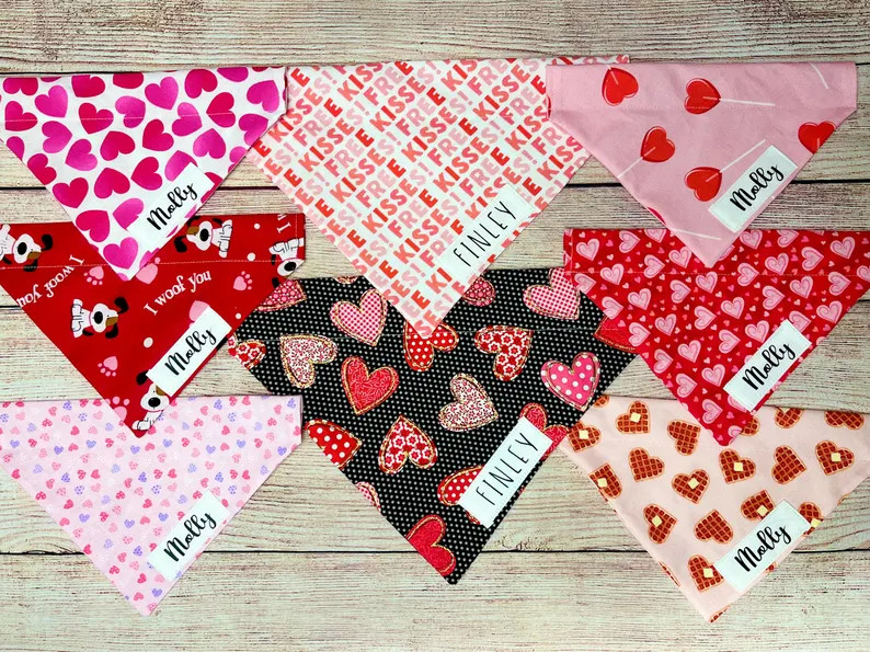 Personalized Valentines Day Dog Bandana - Valentine Dog Bandana - Hearts Dog Bandana - Valentine... | Etsy (US)