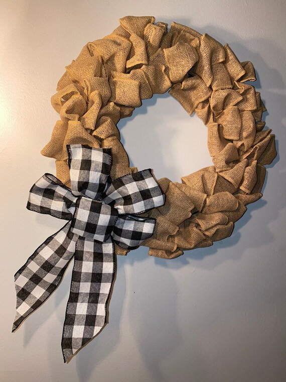 Burlap Wreath Farmhouse Burlap Wreath Front Door Wreath - Etsy | Etsy (US)