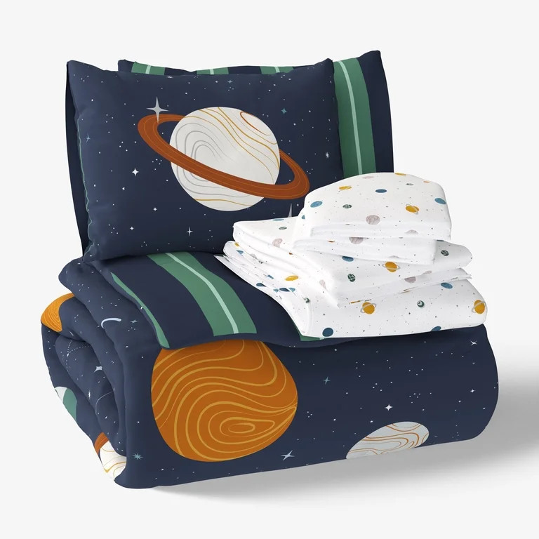 Mainstays Kids Planets Reversible Comforter Set with Sheets, Full, 7 Pieces | Walmart (US)