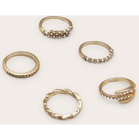 Gold Paved Ring Set 5 Pack | PrettyLittleThing US