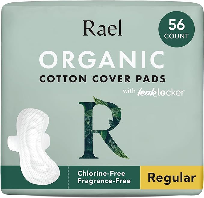 Rael Pads For Women, Organic Cotton Cover Pads - Regular Absorbency, Unscented, Ultra Thin Pads w... | Amazon (US)