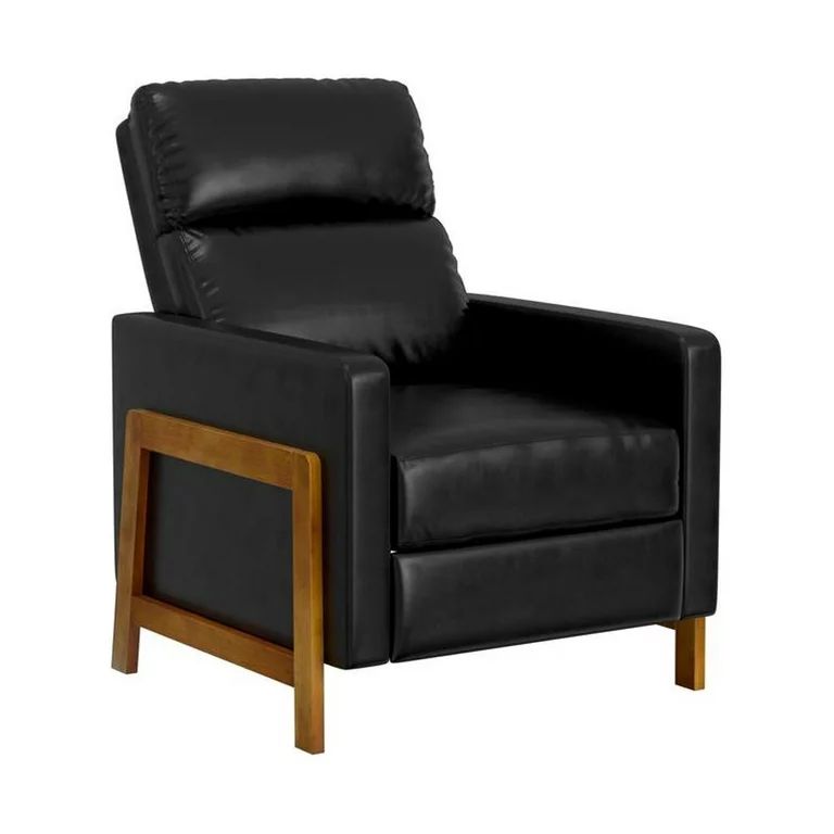 Hillsdale Furniture Garnett Modern Fabric Faux Leather Recliner Black | Walmart (US)
