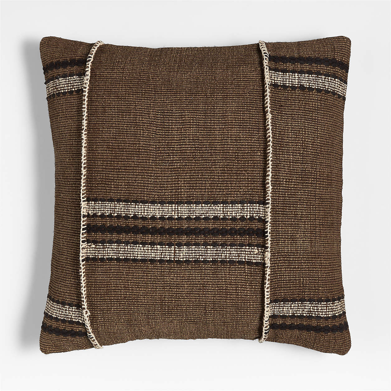 Helena Blanket Stitch 20"x20" Deep Brown Throw Pillow Cover + Reviews | Crate & Barrel | Crate & Barrel