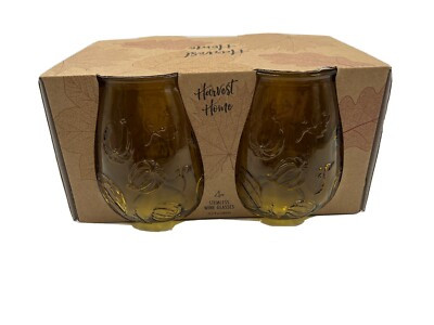 Harvest Home 23.2oz Stemless Fall Pumpkins Wine Glass Set of 4 DD01B05001 | eBay US