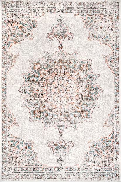 Beige Faded Sun Medallion Area Rug | Rugs USA