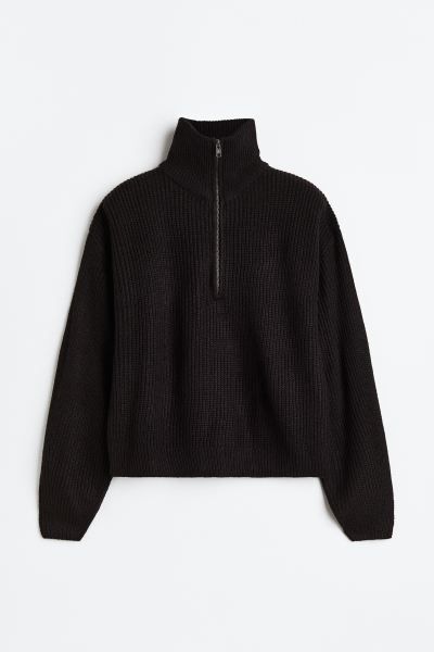 Zip-top rib-knit jumper | H&M (UK, MY, IN, SG, PH, TW, HK)