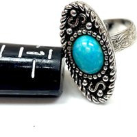 Sarah Coventry Silver Tone Turquoise Ring Adjustable.#7002T2. Free Shipping | Etsy (US)