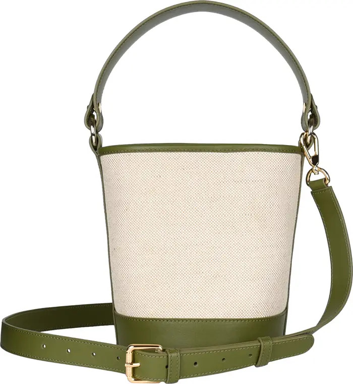 HYER GOODS Canvas and Upcycled Leather Convertible Mini Bucket Bag | Nordstrom | Nordstrom