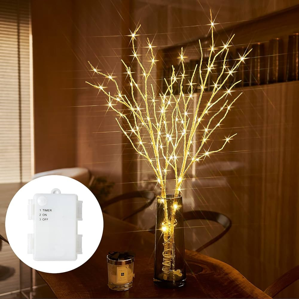 Birchlitland Lighted Birch Branches 32IN 100 LED with Timer Battery Operated, Artificial Tree Bra... | Amazon (US)