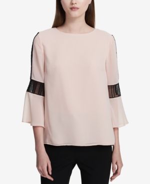 Calvin Klein Embroidered Bell-Sleeve Top | Macys (US)