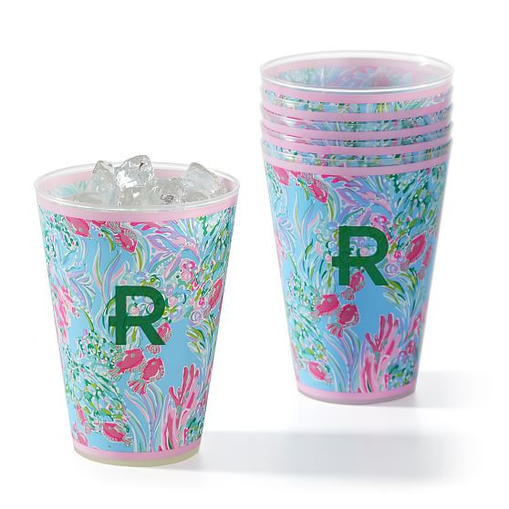 Lilly Pulitzer Monogrammed Pool Cups, Set of 6 | Mark and Graham
