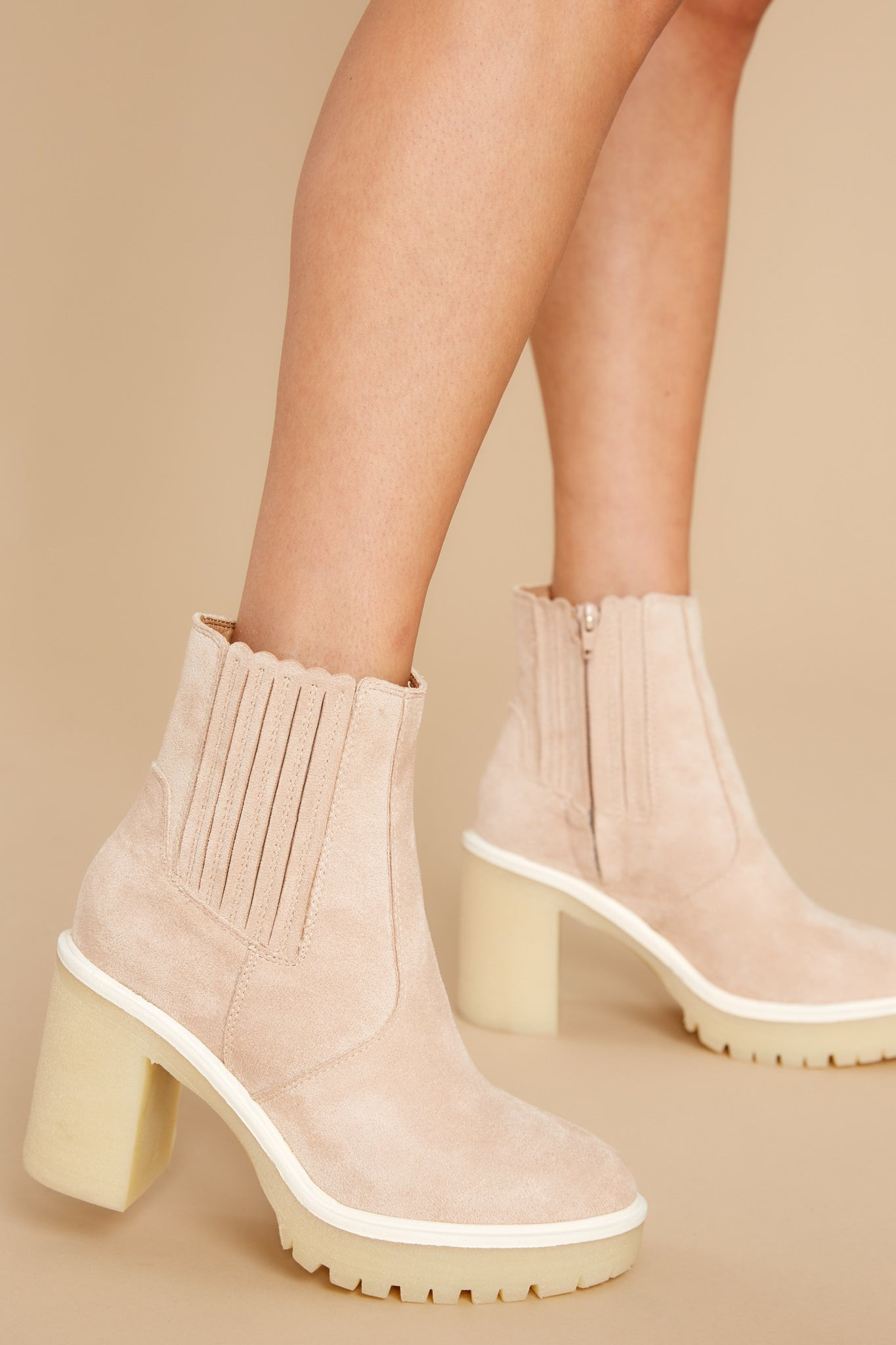 No Missteps Beige Suede Ankle Booties | Red Dress 