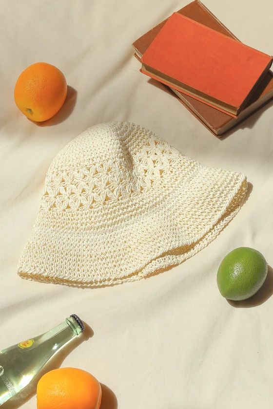 Island Energy White Straw Crochet Bucket Hat | Lulus (US)