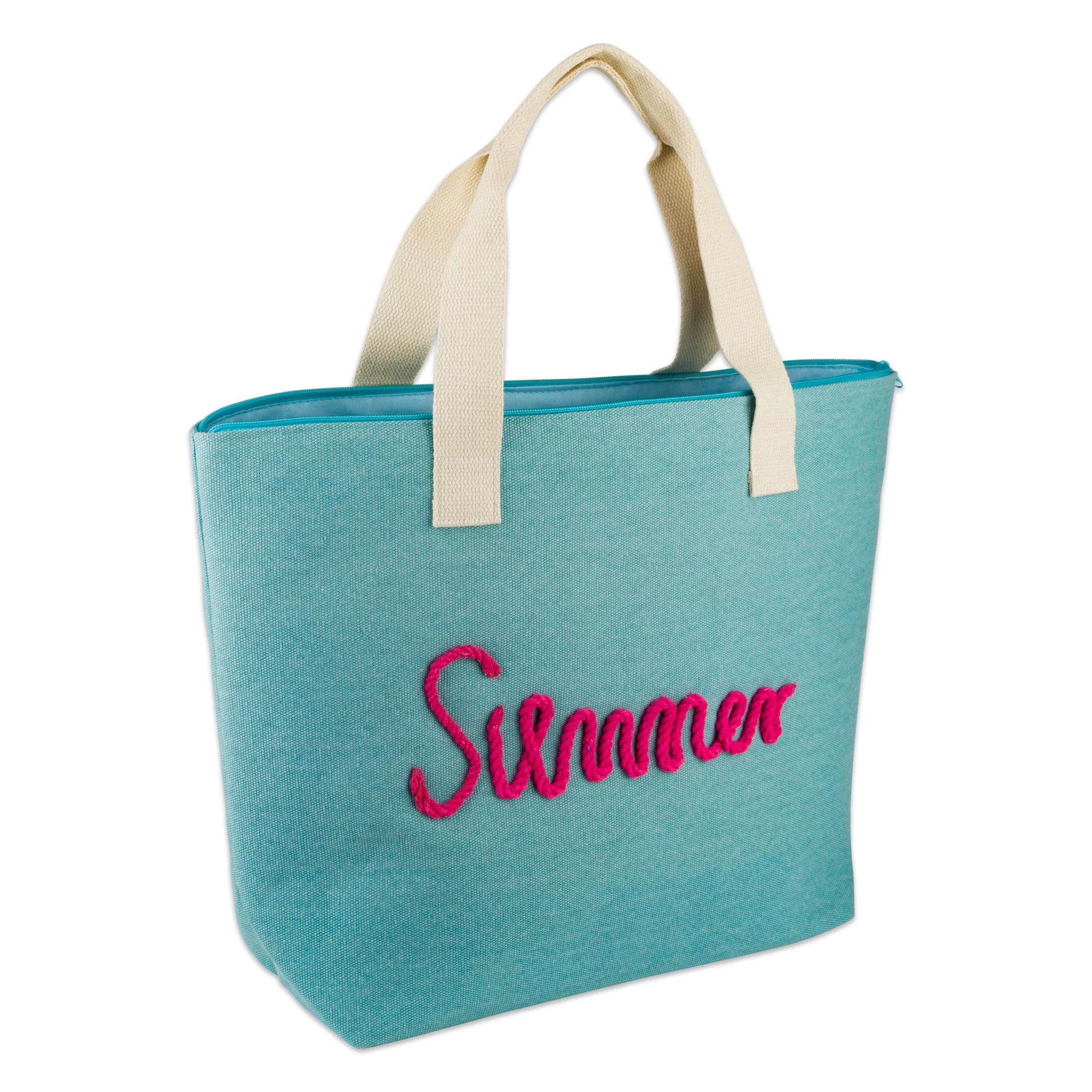 DII Knotty Summer Beach Bag 15.5x21x6.25",Shoulder Beach Travel Tote Bag-Blue - Walmart.com | Walmart (US)