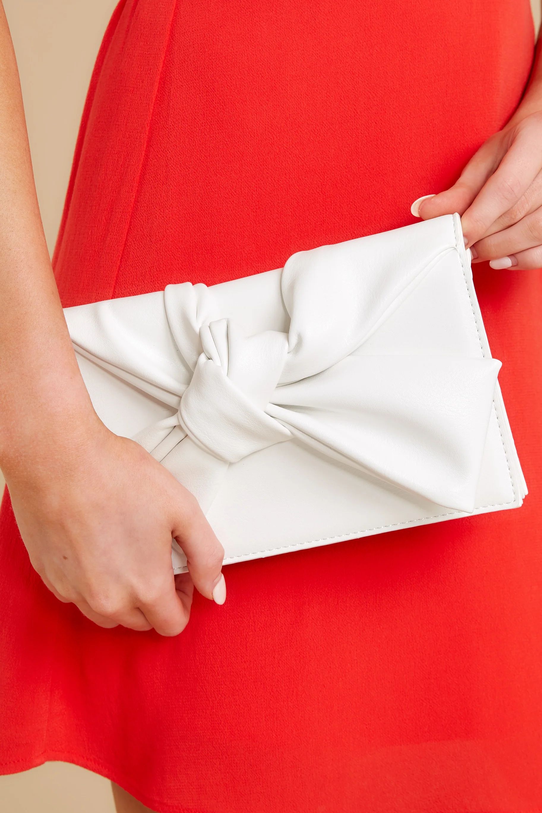 Double Check White Clutch | Red Dress 