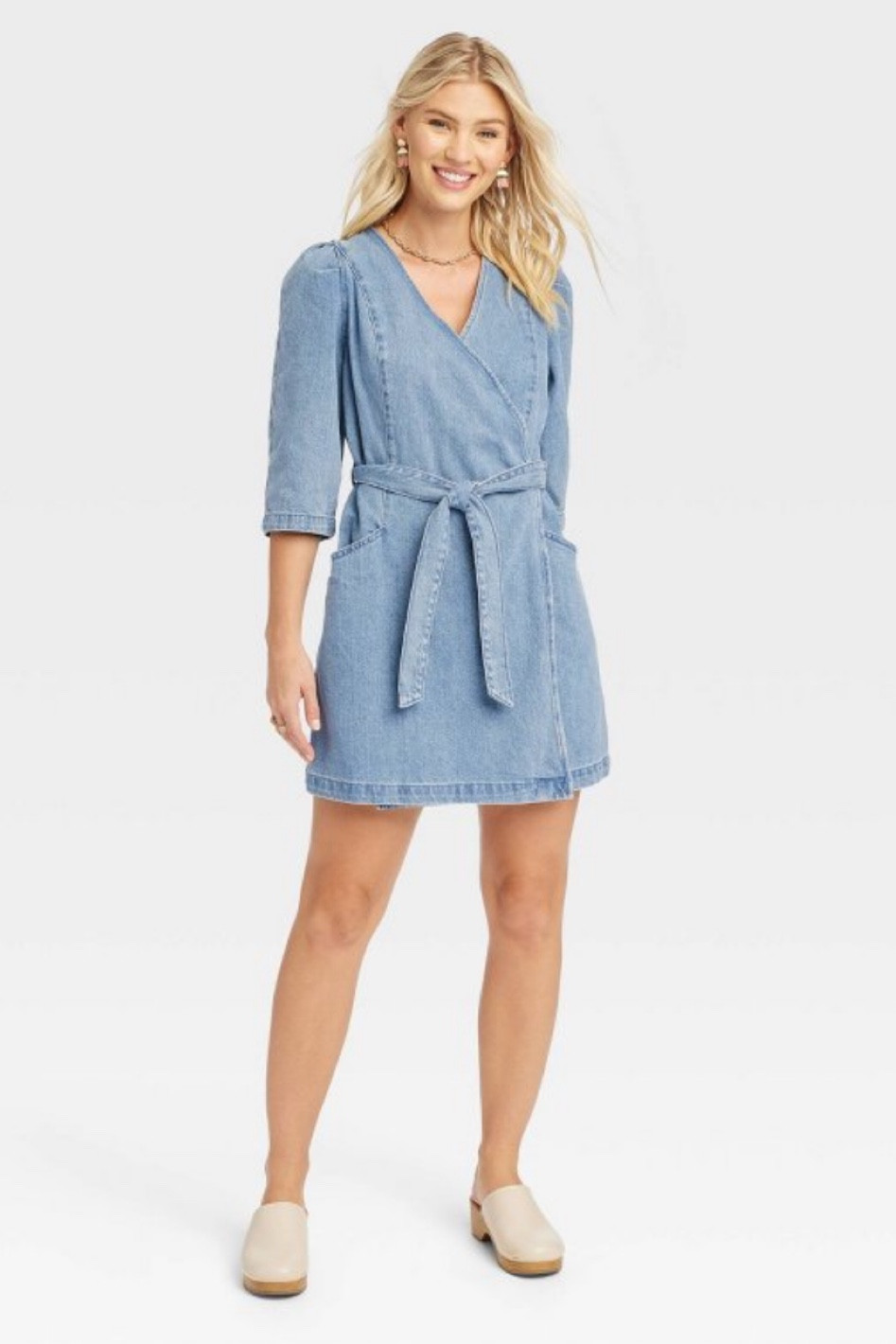 The best denim dresses for fall!! Perfect for family photos, a trip to the pumpkin patch or Thanksgiving! This wrap denim dress is super flattering and looks perfect paired with boots or these cute clogs!

#LTKunder50 #LTKfamily #LTKstyletip