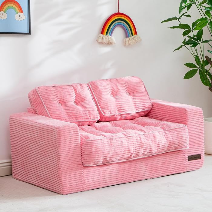 MAXYOYO Kids Bean Bag Chair, Upholstered Bean Bag Sofa Cloud 2-Seat for Boys and Girls, Boneless ... | Amazon (US)