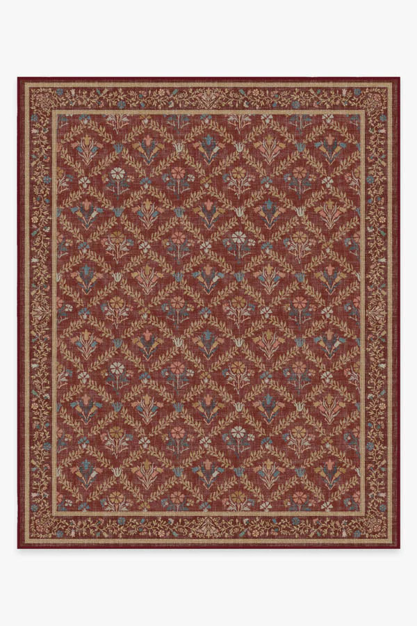 Bellflowers Amber Red Rug by Morris & Co. | Ruggable US | Ruggable
