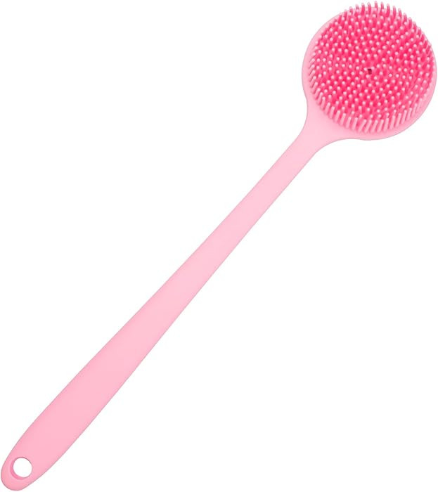 DNC Silicone Back Scrubber for Shower, Soft Bath Body Brush with Long Handle (Pink) | Amazon (US)
