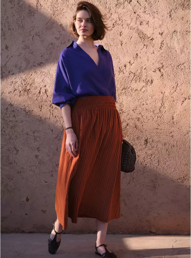 Brown Stripe Full Midaxi Co-ord Skirt 6 | Tu Clothing