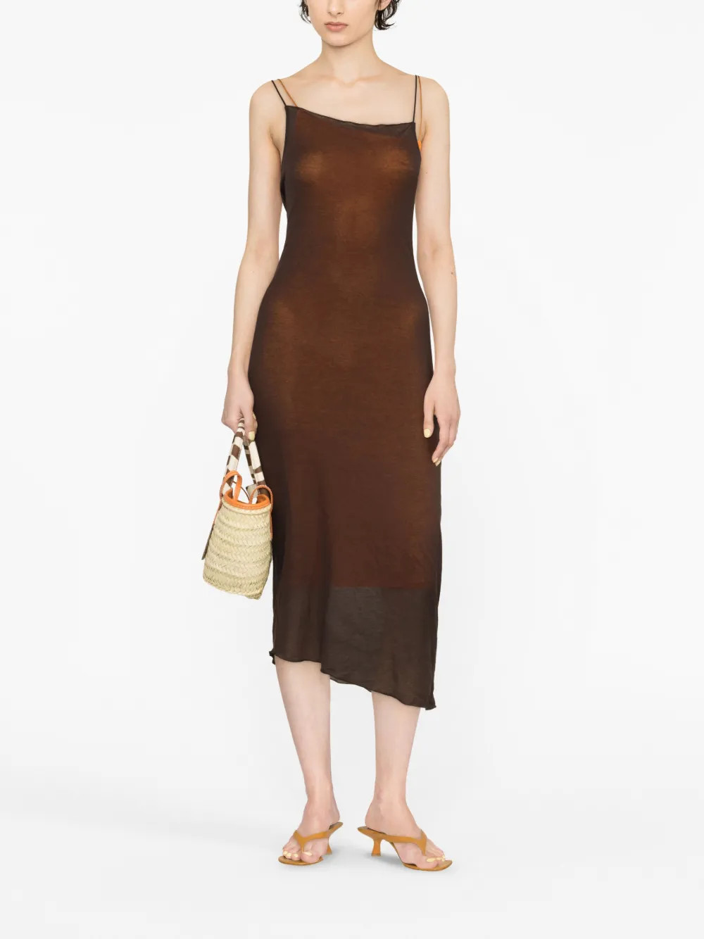 ribbed slip midi dress | Farfetch Global