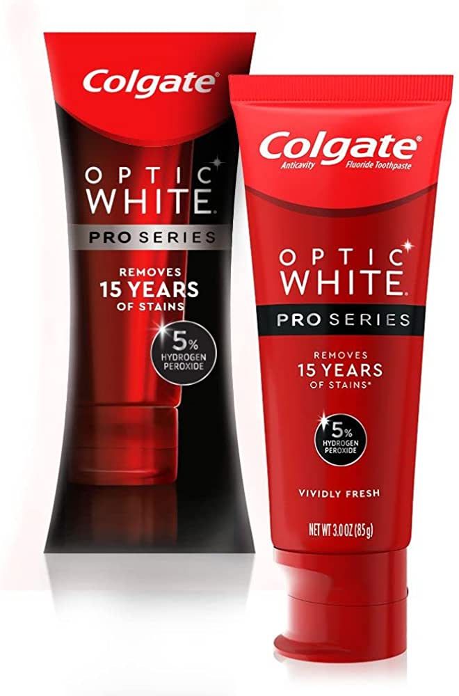 Colgate Optic White Pro Series Whitening Toothpaste with 5% Hydrogen Peroxide, Vividly Fresh, 3 O... | Amazon (US)