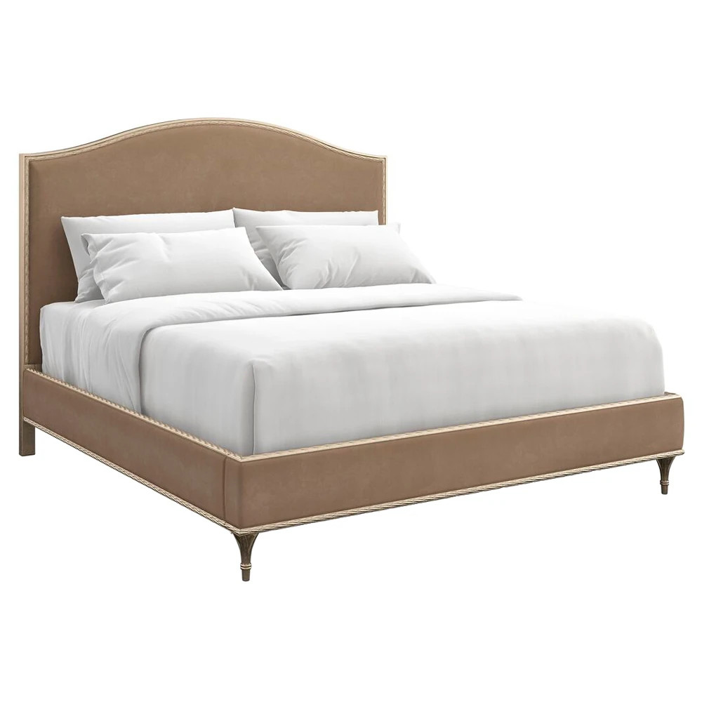 Frank Updated Traditional Brown Performance Wood Bed - King | Kathy Kuo Home