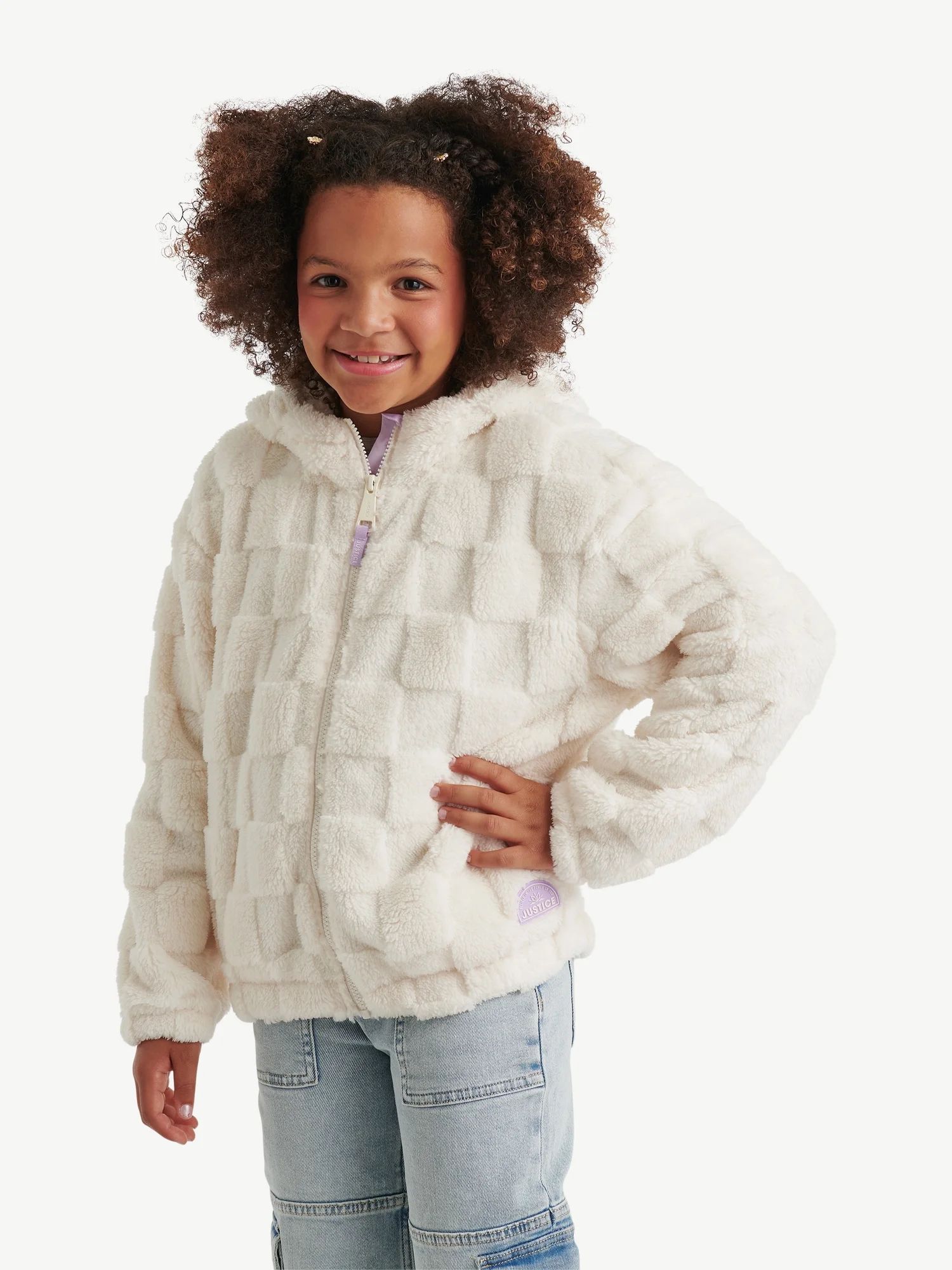 Justice Girls Full Zip Plush Jacket, Sizes XS-XL | Walmart (US)