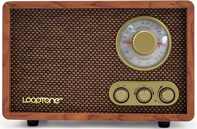 LoopTone AM FM Classic Retro Radio with Bluetooth Speaker,Vintage Wood Table Radio with Treble Ba... | Amazon (US)