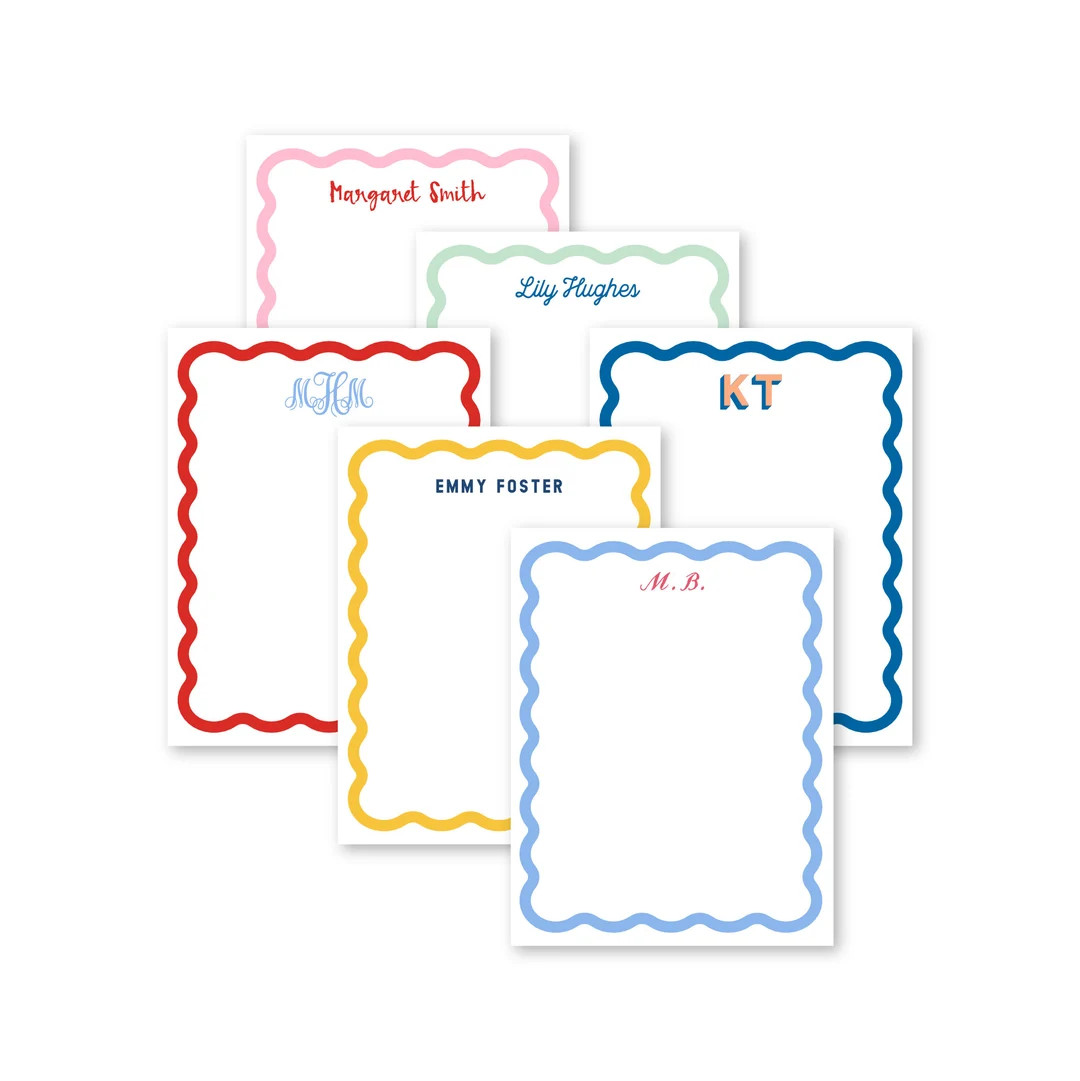 Personalized Notepad, Monogram Notepad, Scallop Stationery, Scallop Border, Teacher Gift, Preppy ... | Etsy (US)