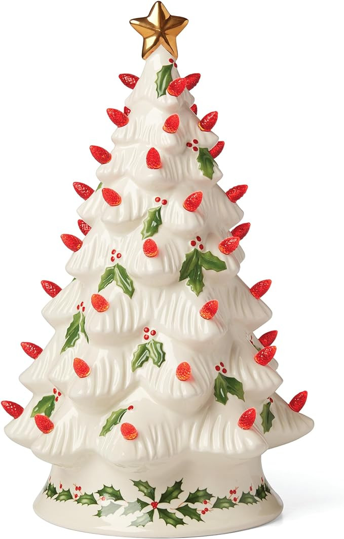 Lenox 893624 Treasured Traditions Holiday Red Bulbs Lit Tree, Christmas Decor | Amazon (US)