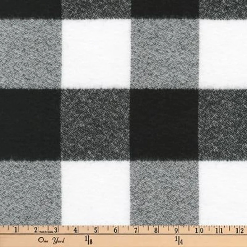 White and Black Mammoth Flannel Fabric Plaid Kaufman Mammoth - Etsy | Etsy (US)