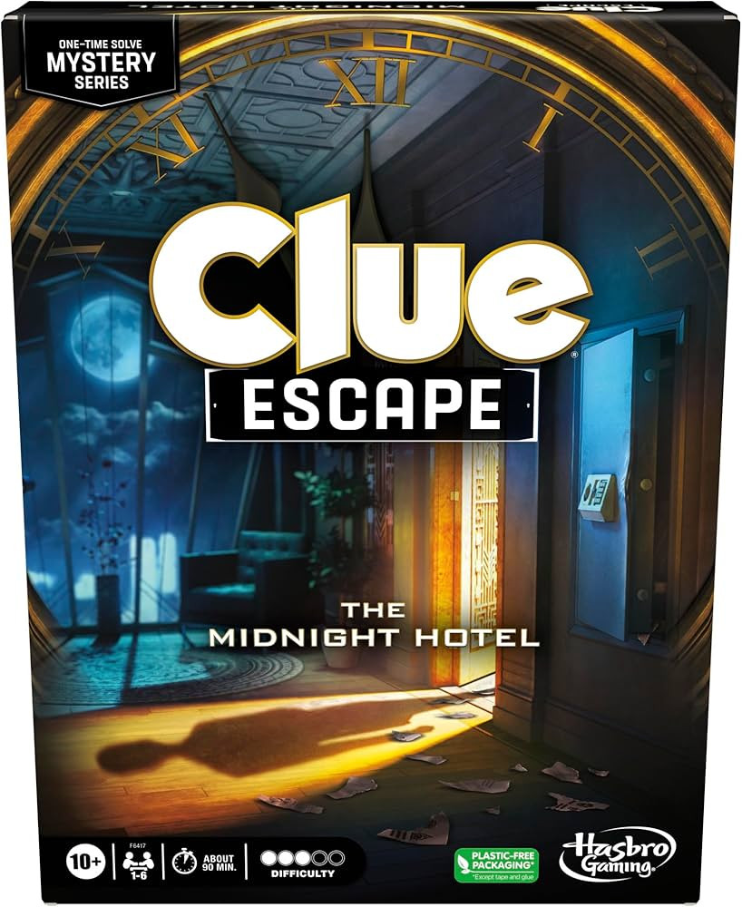 Clue Escape: The Midnight Hotel Board Game, Clue Escape Room Game, 1-Time Solve Mystery Games, Fa... | Amazon (US)