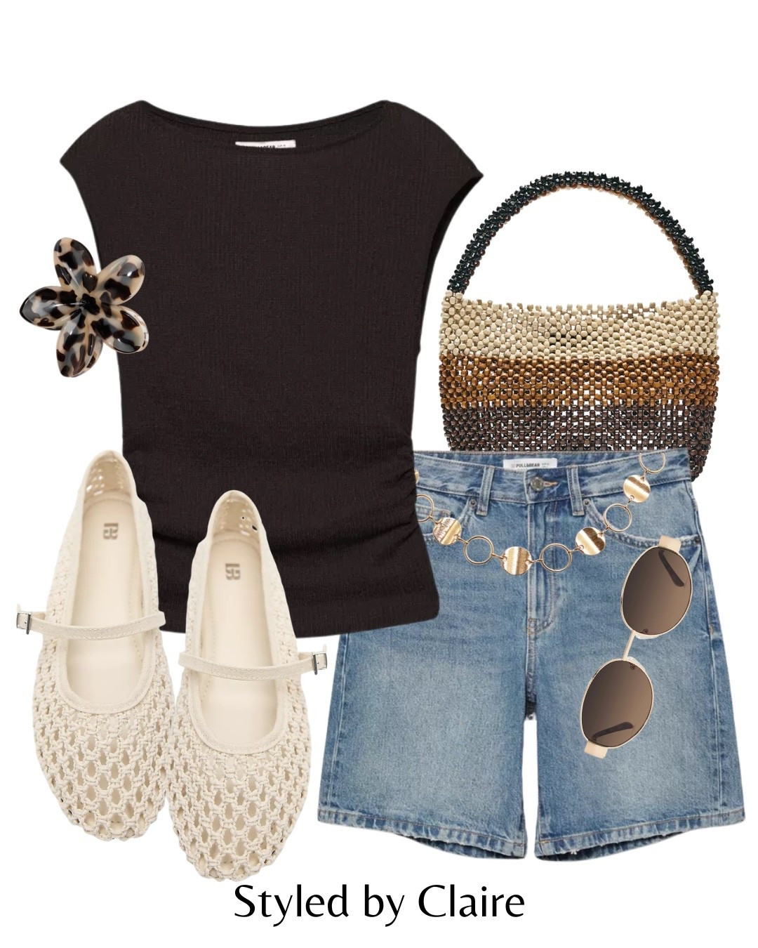 CHIC BRUNCH VIBES🤎
Tags: mesh ballerinas neutral ballet flats Bermuda shorts denim gold belt detail bag raffia brown crepe top hair claw fashion spring summer city break into outfit ideas chic women’s style capsule wardrobe elevated basics
AD
#pullandbearcommunity

#LTKsummer #LTKstyletip #LTKspring