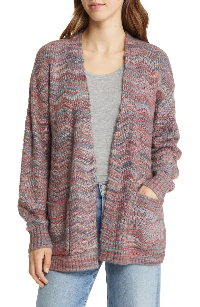 Multicolor Chevron Stripe Open Front CardiganCASLON® | Nordstrom