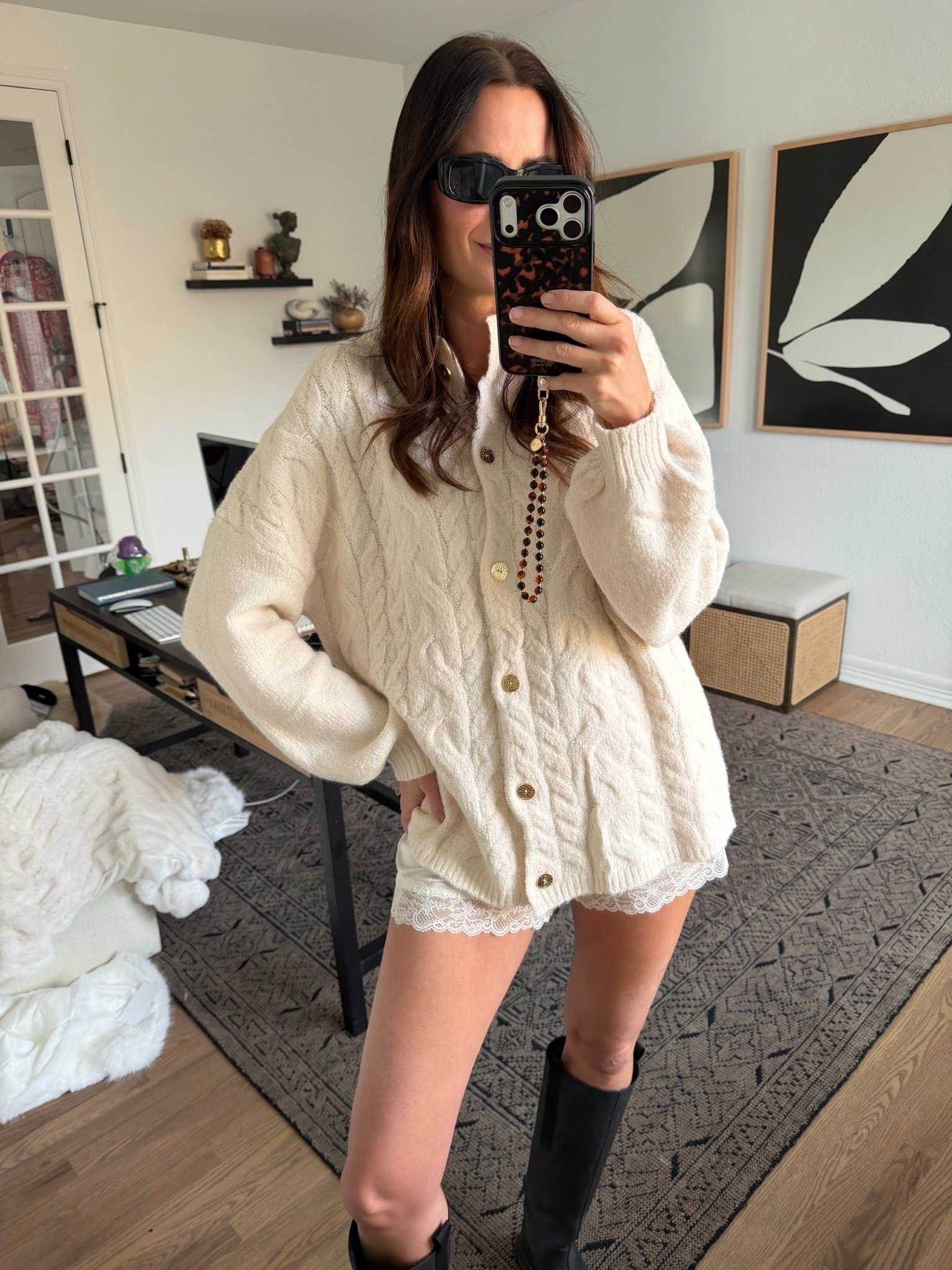 Perfect outfit for this fall transition period! Lace satin shorts and this chunky cardigan!

#LTKootd #LTKgrwm #LTKSeasonal