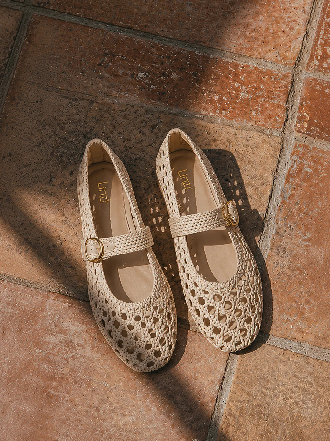 Verona Beige Handwoven Mary Jane Pumps | Linzi Shoes