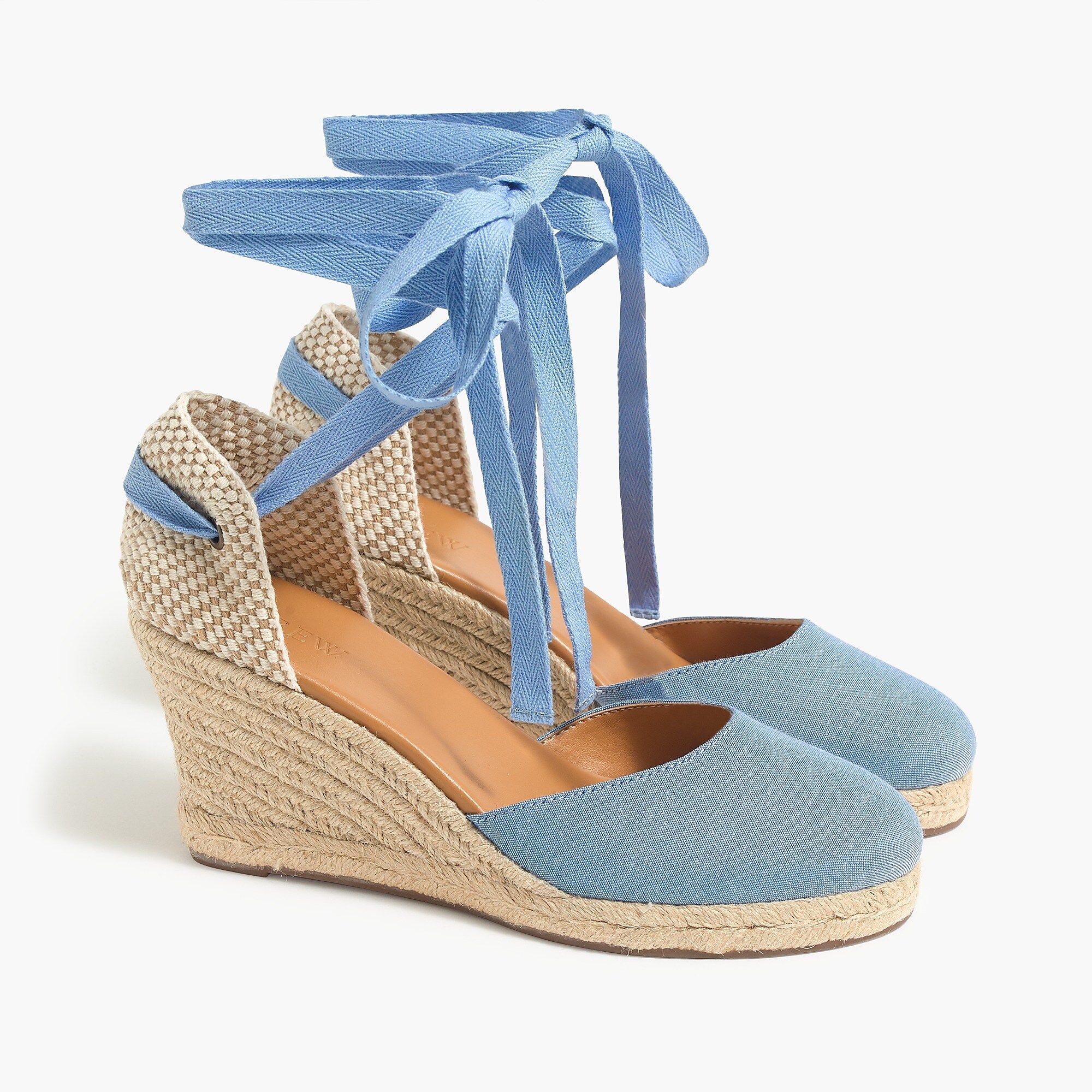Chambray ankle-wrap espadrille wedges | J.Crew Factory