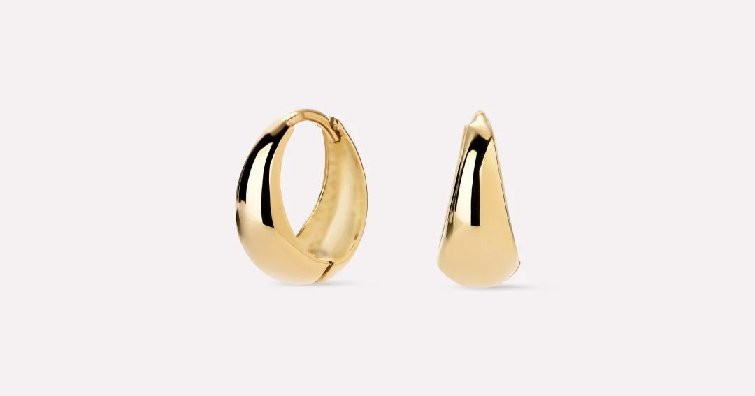 Solid Yellow Gold - Tapered Mini Huggie Hoops | Ana Luisa