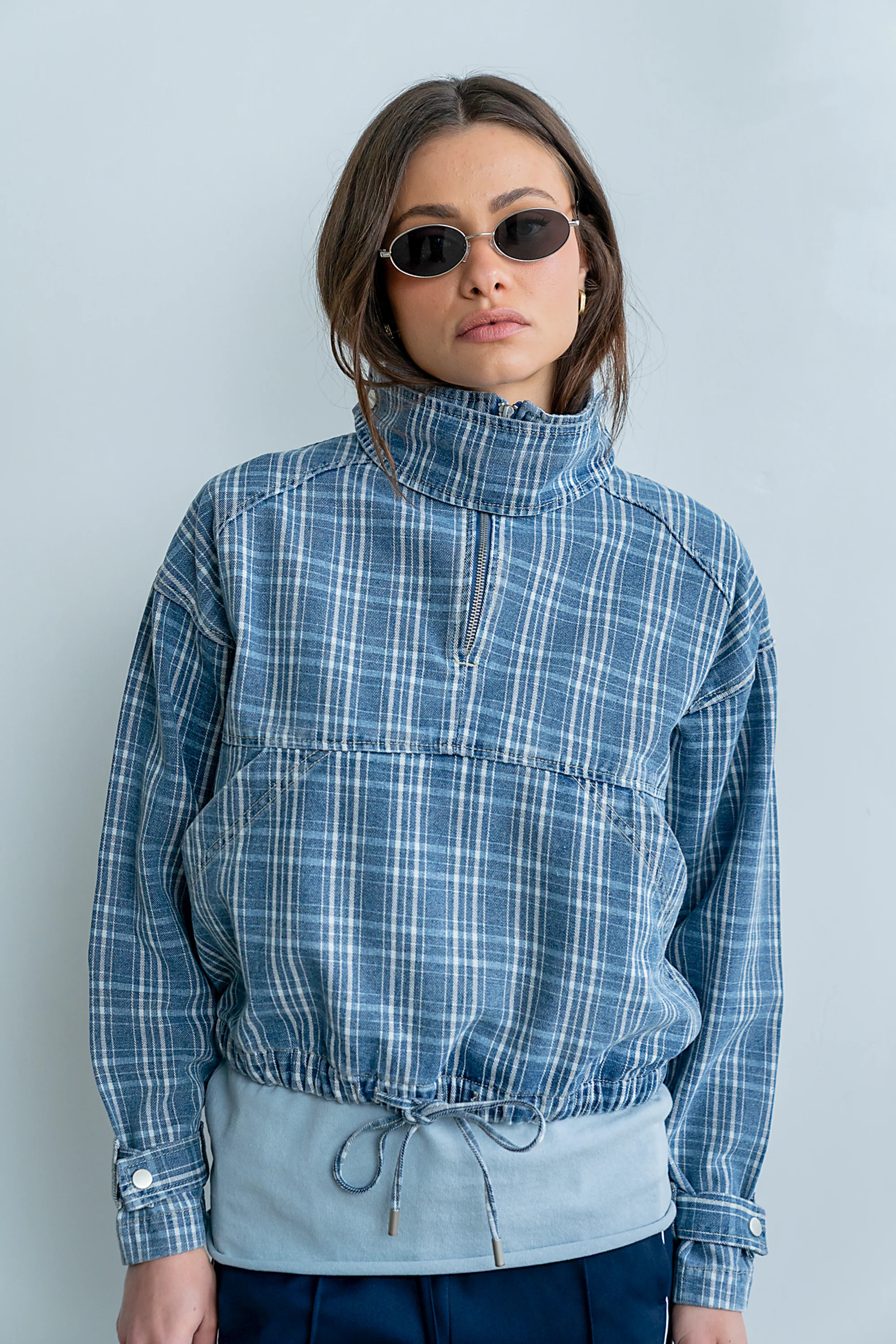 Regina Denim Jacket in Plaid Denim | Böhme US