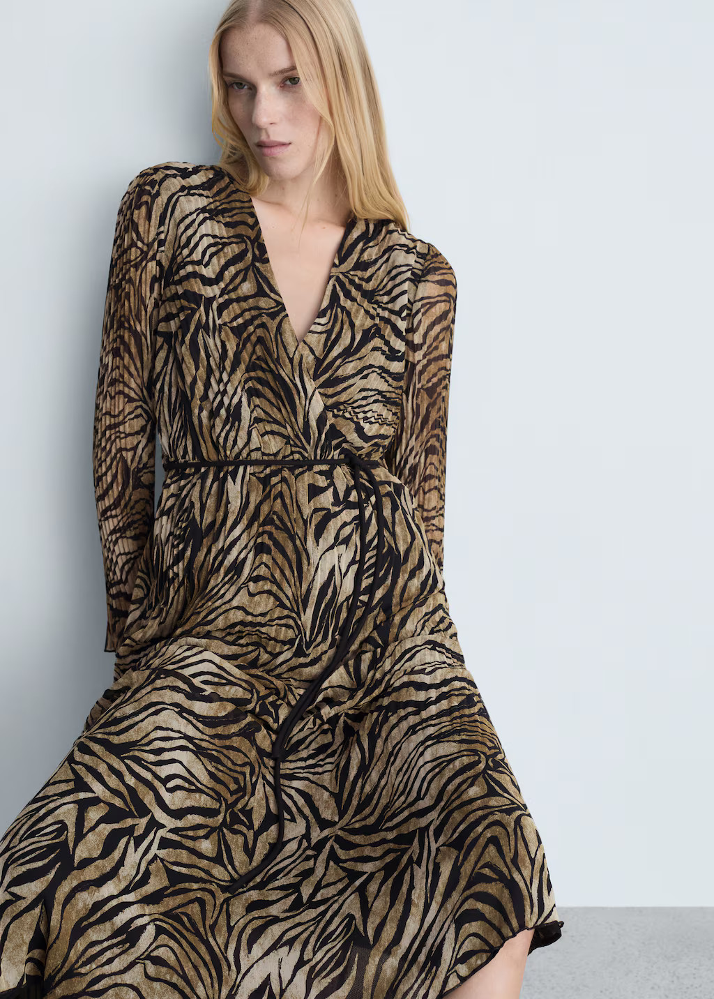 Leopard-print dress with bow | Mango (US/MX/AU)
