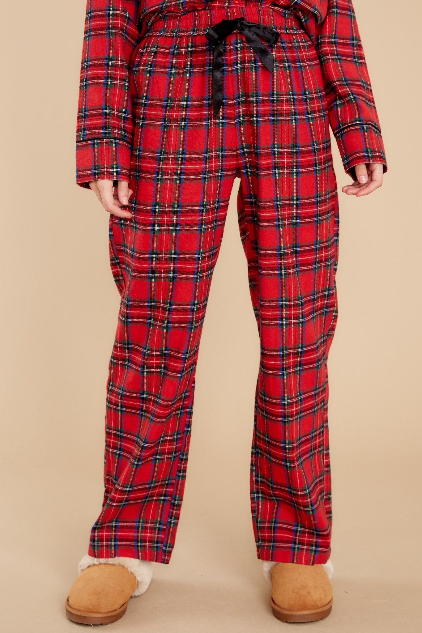 Down The Chimney Red Tartan Plaid Pajama Pants | Red Dress 