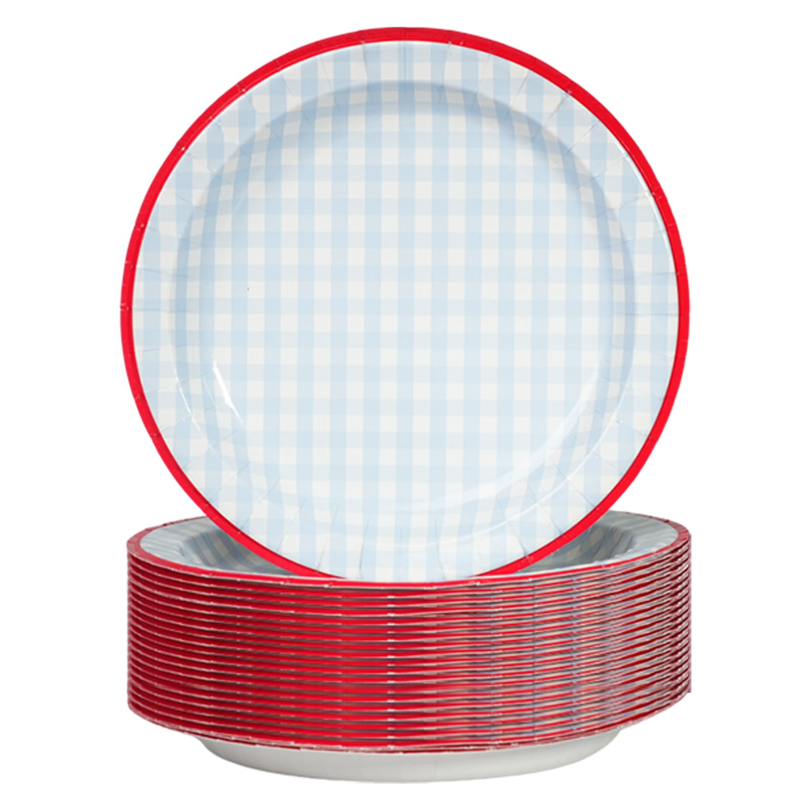 50 Pcs Paper Plates, 8.5 Inch Blue Gingham Plate, Disposable Checkered Plaid Gingham Paper Plates for BBQ Picnic Baby Shower Birthday Wedding Party Supplies (Blue) | Amazon (US)
